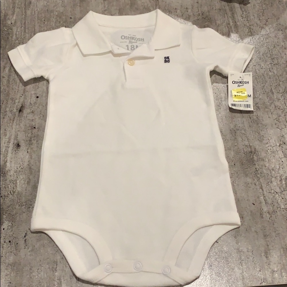 Oshkosh B’gosh NWT White Polo Onsie. 18 months